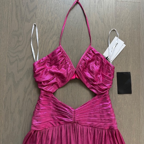 Retrofete Juliana Pink Metallic Lame Halter Cut Out Maxi Dress - with tags - S - Picture 6 of 12